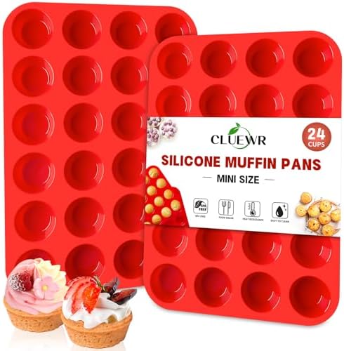 Muffin Liners Mini Muffin Pan, 24 Cups Nonstick Silicone Cupcake