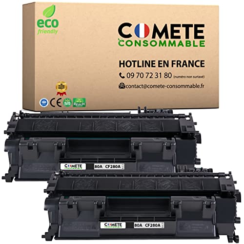 Cartouche CF280A 80A COMETE - Pack de 2 toners noirs pour HP LaserJet Pro 400