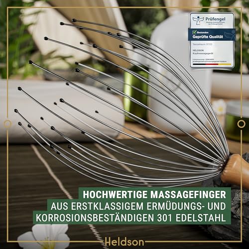 HELDSON® Kopfmassage Spinne - FSC®100% - Kopfmassagegerät - Muttertagsgeschenk - Kopfmassage & Haarmassage - Kopfmassagegerät - Kopfkratzer - Muttertag Geschenk für Frauen, Männer & Senioren