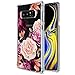 KIOMY Case for Samsung Galaxy Note 8 Shockproof Bumper Protective Cover Hybrid Design Hard PC Back + Flexible TPU Raised Bezel Transparent Slim Fit with Airbags Corners Red Floral Flower