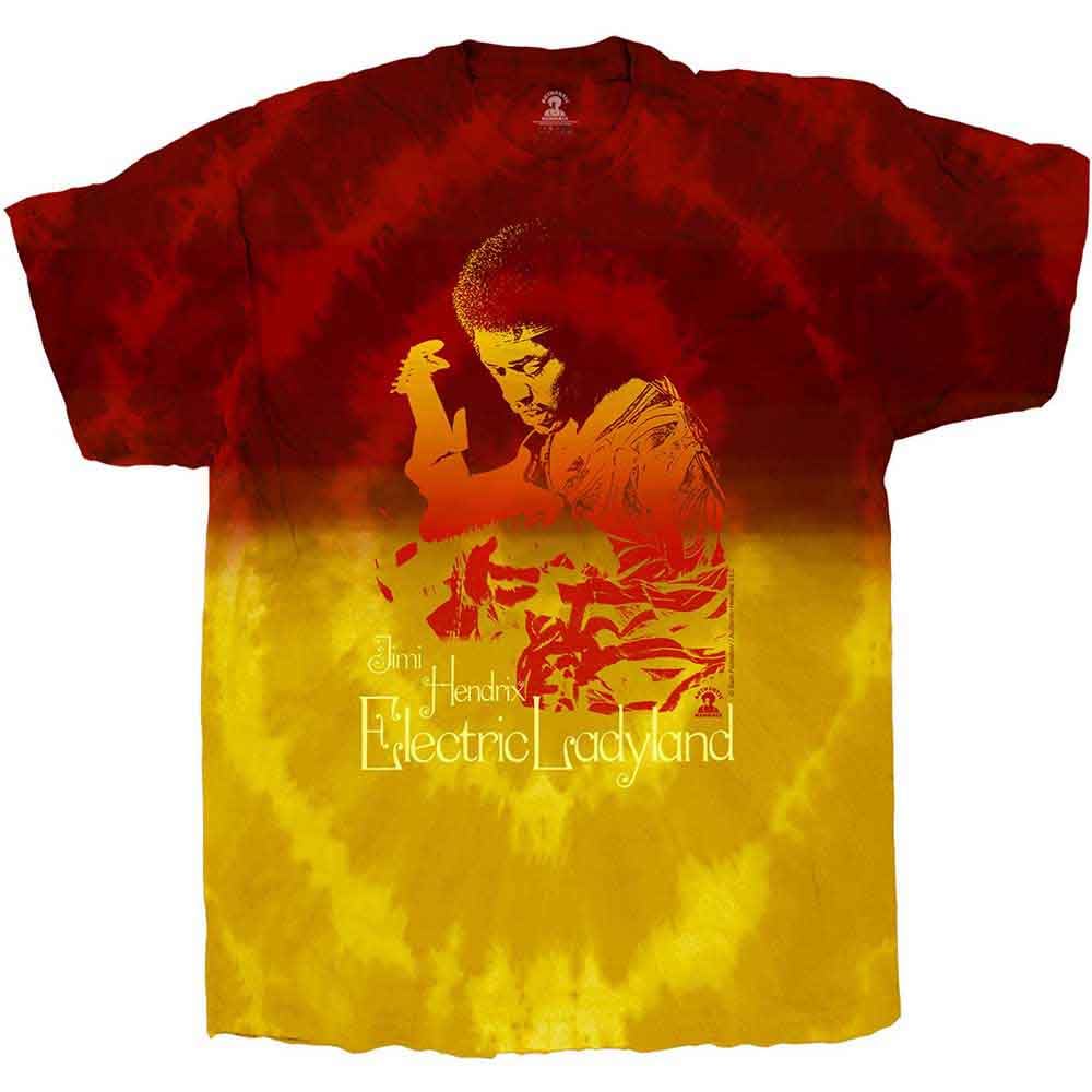 Jimi Hendrix T Shirt Electric Ladyland Logo Official Dip Dye Red Unisex XL
