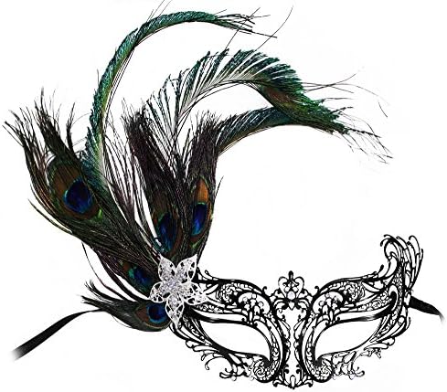 Success Creations Shona Laser-Cut Metal Black Venetian Peacock Masquerade Mask