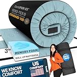 Matrix Cell Memory Foam Camping Mattress Pad, Roll Up Mattress Floor Mattress for Adults, Camping Bed Roll, Sleeping Mat, Cot Mattress Pad, Guest Bed for Sleepover (Kids 62โโ X 26โโ X 3โโ - Blue)