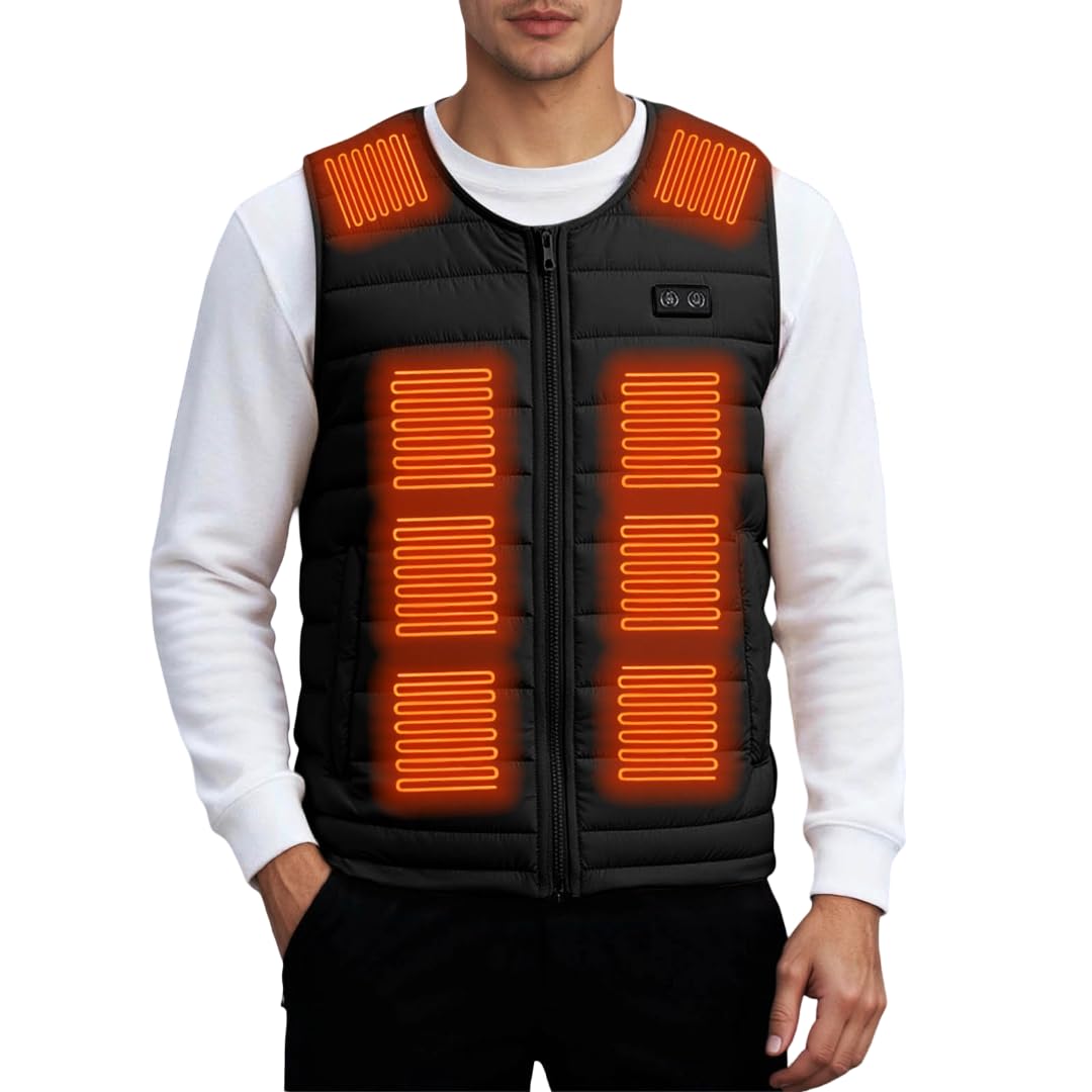 Gilet Riscaldato Uomo Donna con USB e Chiusura Magnetica Smanicato Riscaldata Imbottita Trapuntata Piumino Riscaldate Anziani Senza Maniche 100 Grammi per Sci Caccia Moto Pesca Trekking Bici Lavoro