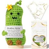 Emotional Support Crochet Positive Pickle Inspirational Cheer Up Gifts for Women, Handmade Positive Pickle Gift Thank You Birthday Mothers Day Teacher Appreciation Gifts for Coworker Nurse Mom Friends