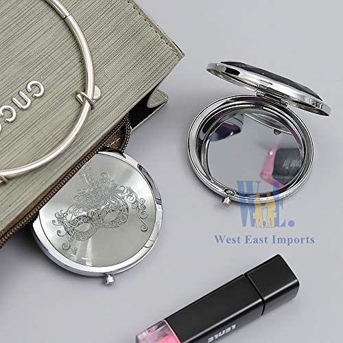 We 12 Pcs Masquerade Mask Compact Mirrors Come With Purple Gift Bags - Quinceanera/Sweet 16 Purple (Sliver) #TOP2