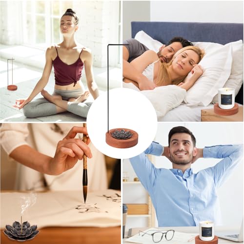 2-in-1 Räucherstäbchenhalter Set, 2 Stück Räucherstäbchen Halterung Modernes Design mit Kegel Spule Räucherstäbchen Halter Handgefertigte Holz Basis für Home Office Decor Yoga Meditation