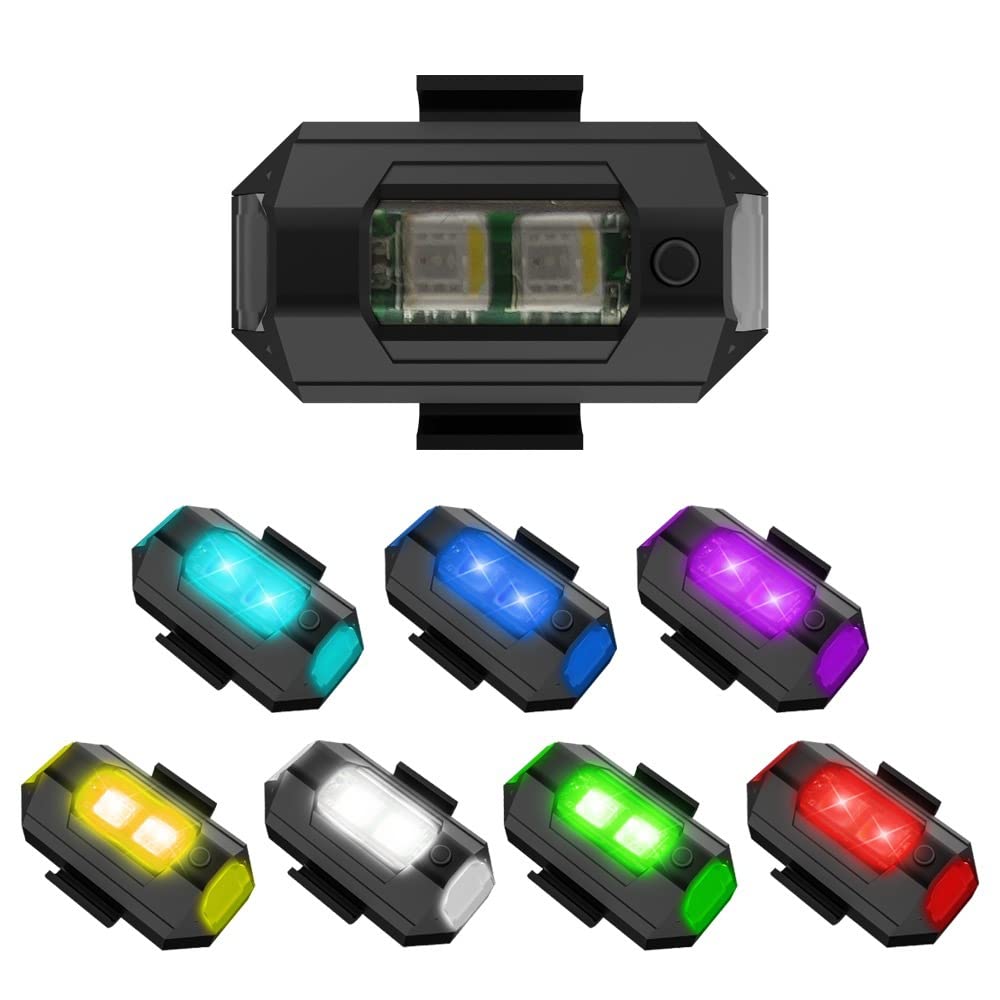 10 Piezas De Luces De Bicicleta Eléctrica Luces Traseras De Bicicleta De Montaña Luces De Advertencia Intermitentes Luces De Motocicleta De Siete Colores Luces De Avión Modificadas