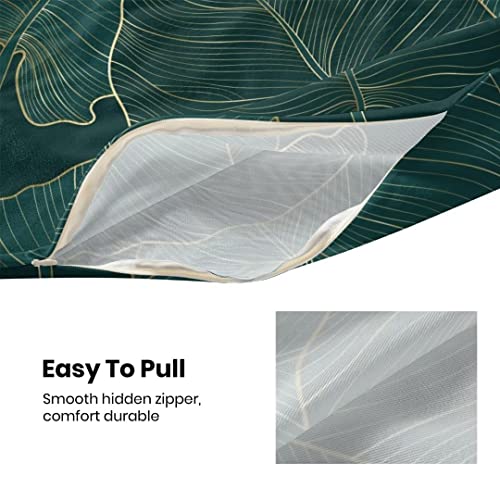 Aeioae Tropical Leaves Pillow Covers 20 X 20 Inch Set Of 2, Emerald Green Minimalist Geometric Palm Leaf Throw Pillow Covers Plant Outdoor Decorative Pillows For Couch Home Sofa Summer Decor #TOP3