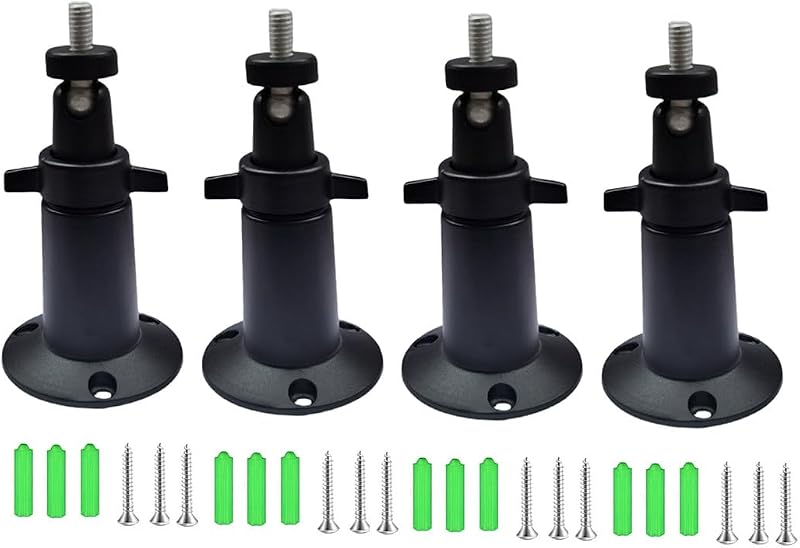 Adjustable Security Metal Wall Mount Indoor/Outdoor Aluminium Alloy Camera Mount for Arlo, Arlo Pro, Arlo Pro 2, Arlo Pro 3, Arlo Ultra Surveillance Camera (4 Pcs, Black)