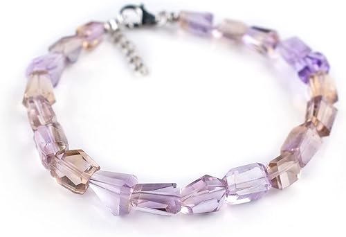 Natural Gemstone Stone Beaded Crystals Nuggets Handmade Full Dainty Bracelets Jewelry for Women, Birthstone Crystals and Healing Stones, Rhodium