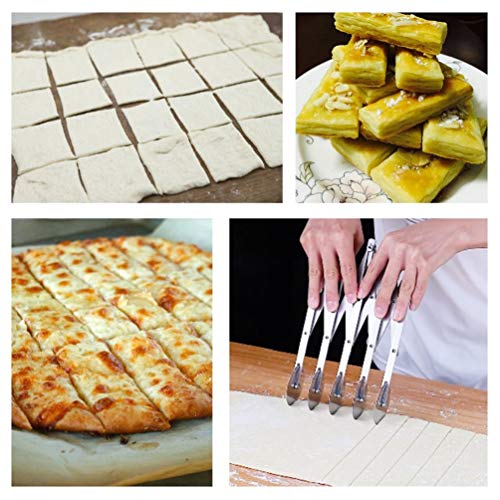 LucyPhy 5 Wheel Dough Cutter, Pastry Cutter, Adjustable Stainless Steel Dough Roller Round Cookie Pastry