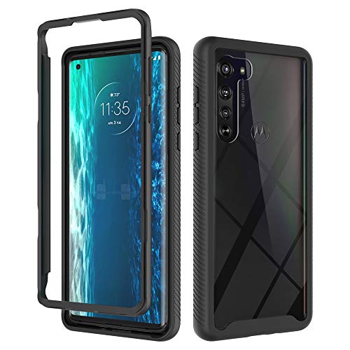 Dzxouui for Moto Edge 5G Case,Moto Edge Case(Not Fit Moto One 5G) Heavy Duty 2 in 1 Shockproof Bumper Back Clear TPU Cover Phone Cases for Motorola Moto Edge 5G(XK-Black)