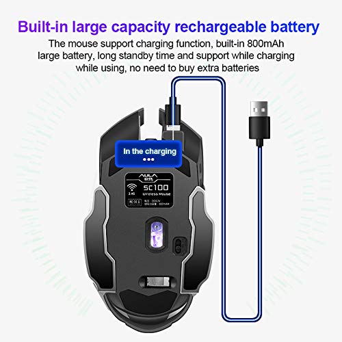 Aula Sc100 Silent White Wireless Mouse Rechargeable, Rgb Led Backlit, Dpi Adjustable, 2.4G Wireless Optical Computer Gaming Mice With Usb Receiver, Punk Cool Mouse For Office/Games #TOP7