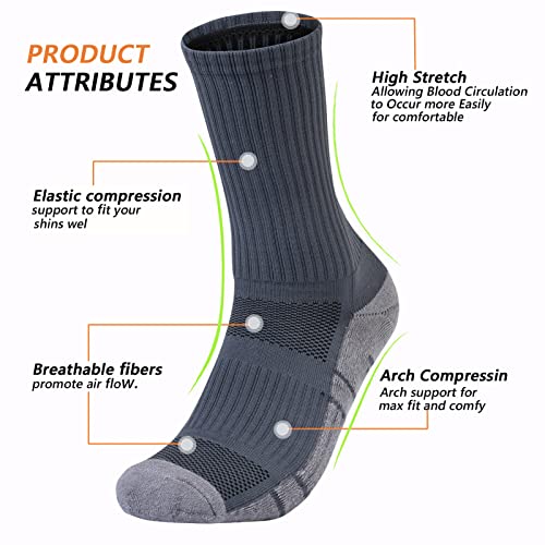 Athletic Hiking Socks for Mens and Womens Arch Support Compression With Cushion Moisture Wicking Crew Socks 3 Pairs2