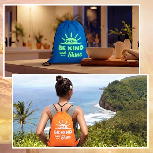 Image of 12 Pcs Be Kind and Shine Drawstring Backpacks Bulk 12 x 15 Inch