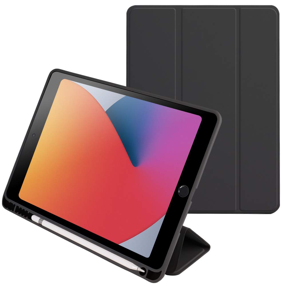 ゴールドiPad ブラックケース付き iPad ケース カバー 第7世代 第8世代 10.2 対応 フラップ