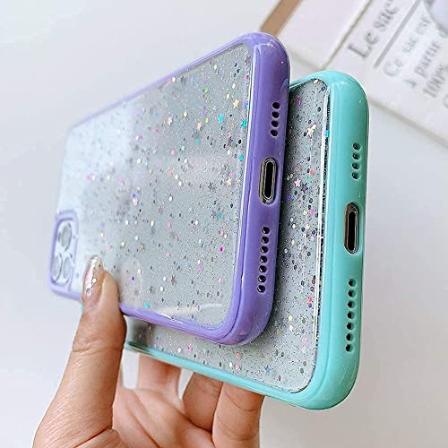 Image of MIDOS Back Cover Compatable with iPhone 13 Glitter Case for Girls Star Bling Cute Sparkly Transparent Glitter Case for iPhone 13 (Mint)