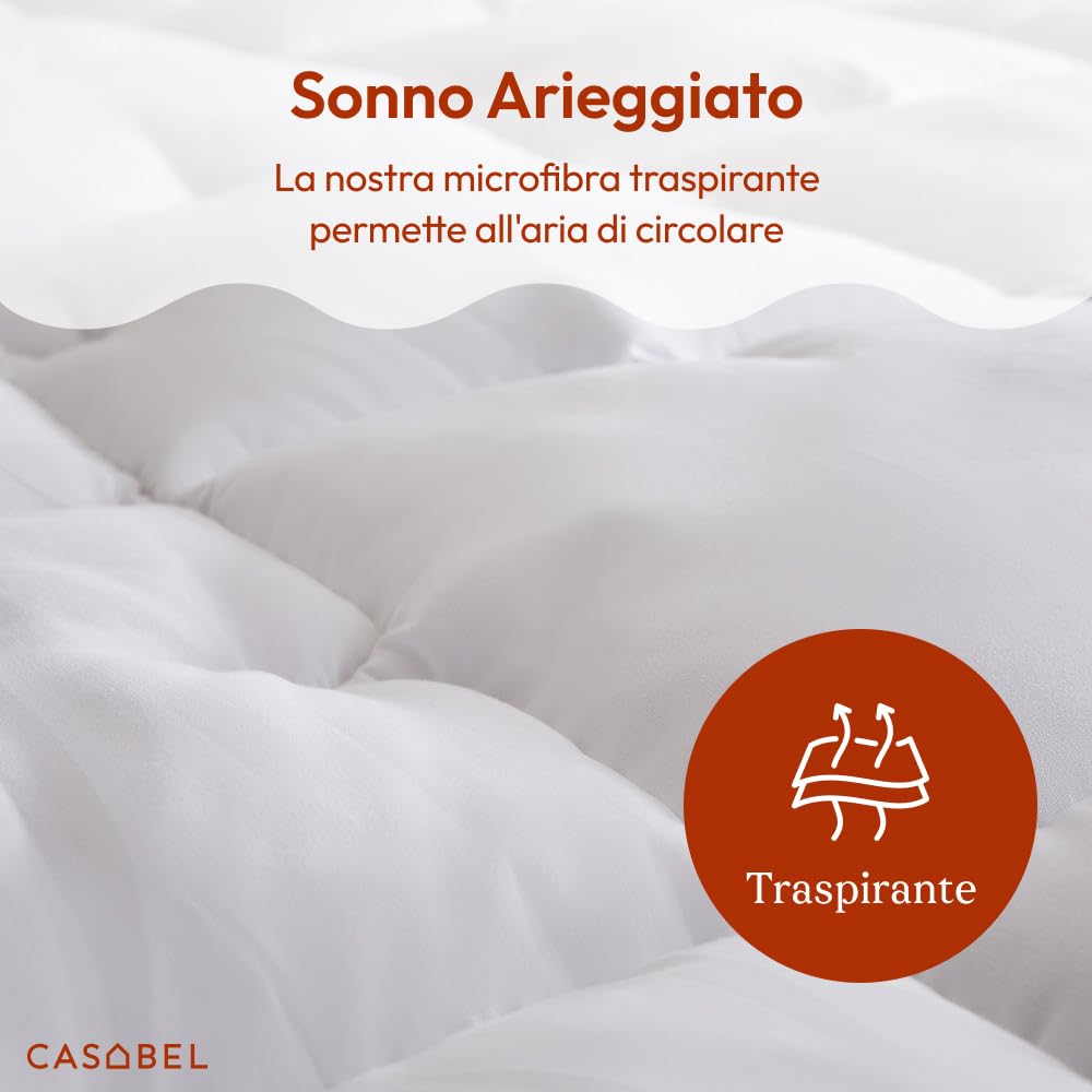 CASABEL Topper Matrimoniale 140x190 cm - Topper Materasso Matrimoniale Imbottito 140x190 - Ultra Morbido, Lavabile e Antiacaro - Coprimaterasso per Letto e Divano Letto