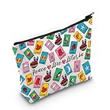 JXGZSO Funny Lottery Bag Mexican Bingo Storage Bag Lottery Gift Peace Love Loteria Canvas Bag With Zipper Lottery Themed Gifts