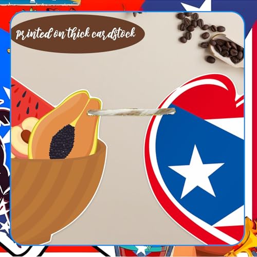 36PCS Puerto Rico Party Decorations with Puerto Rican Banner Puerto Rican Hanging Swirl Frog Cigar Rapper Theme Honeycomb Centerpieces Patriotic Festival National Day Cupcake Topper by qhqqwzxqc - Used condition - Image 7