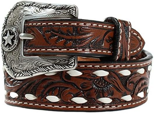 3D Boys Floral Buck Lacing Belt, Size 22, Brown