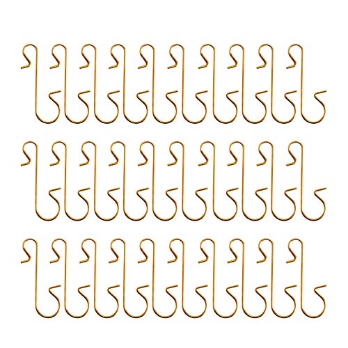 JANEMO 30Pcs Ornament Hooks,1.2 Inch Christmas Hooks for Ornament,Use for Christmas Party Decoration Hanging,Golden