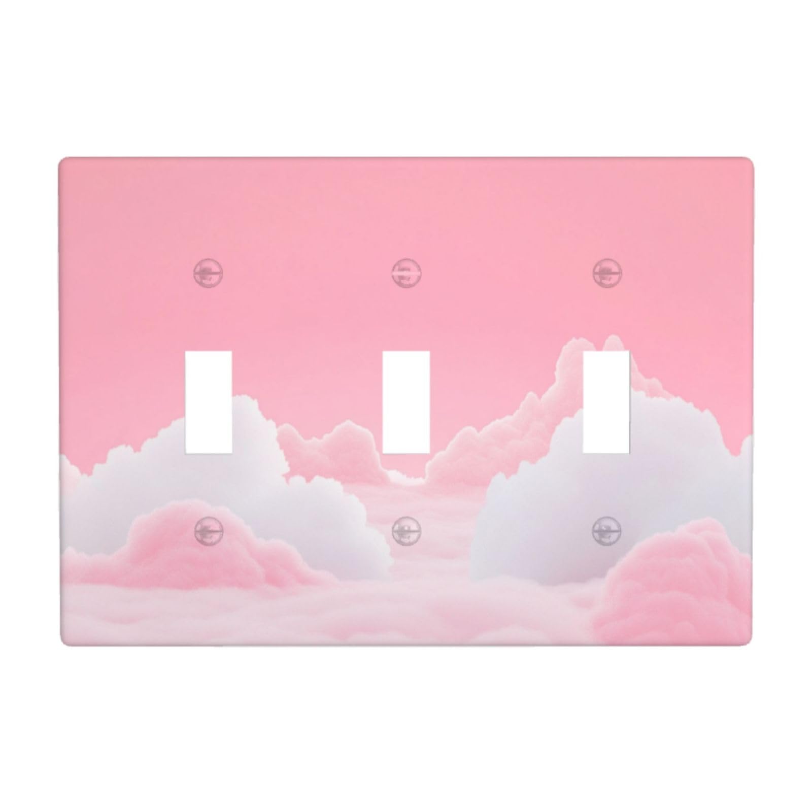 Pink Sky Clouds Dreamy Light Switch Covers 3 Gang Triple Toggle Wall Plate Switchplate Electrical Faceplate for Bathroom Kitchen Bedroom Decor