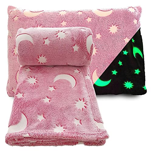JKYYDS Mantas Luminosas Cálidas Flannel Brillo En La Manta Oscura Mullido For Adultos Sofá Manta Tiro De La Hoja De Invierno Cubiertas De Siesta Siesta (Color : Pink, Size : 150X180CM) Cover