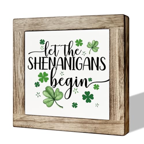 ST Patrick's Day Decor, Wooden Box Signs for Home Decor, Irish Home Decor, St. Patrick's Day Themed Decor for Front Door, St. Patrick's Day Party Table Ornaments, Let the Shenanigans Begin Sign