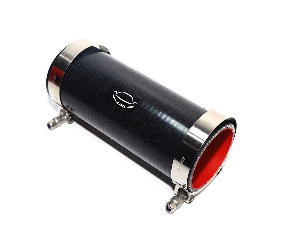 LTI-DIRECTLTI Universal (203mm) 8" Length 4-Ply Reinforced High Performance (70mm) 2.75" ID Straight Silicone Hose Coupler With T Bolt Clamp 304 Stainless Steel (2.75" Black)