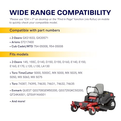 Image of [Upgraded Grip120] Canamax GX21833 Mower Deck Belt - Fits 48 Inch Deck J-Deere 145 D140 D150 D155 D160 L120 L130 LA130 LA140 LA145 LA155 LA165 Z200 Z255 Z300 Z355E GX20571 Aramid Cord 1 /2 inch x 141.7 inch