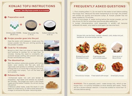 BAILINHOU Konjac Tofu Pulver, Reines Konjac-Mehl speziell für die Zubereitung von Konjac Tofu formuliert, 500g Primäres Glucomannan-Pulver.