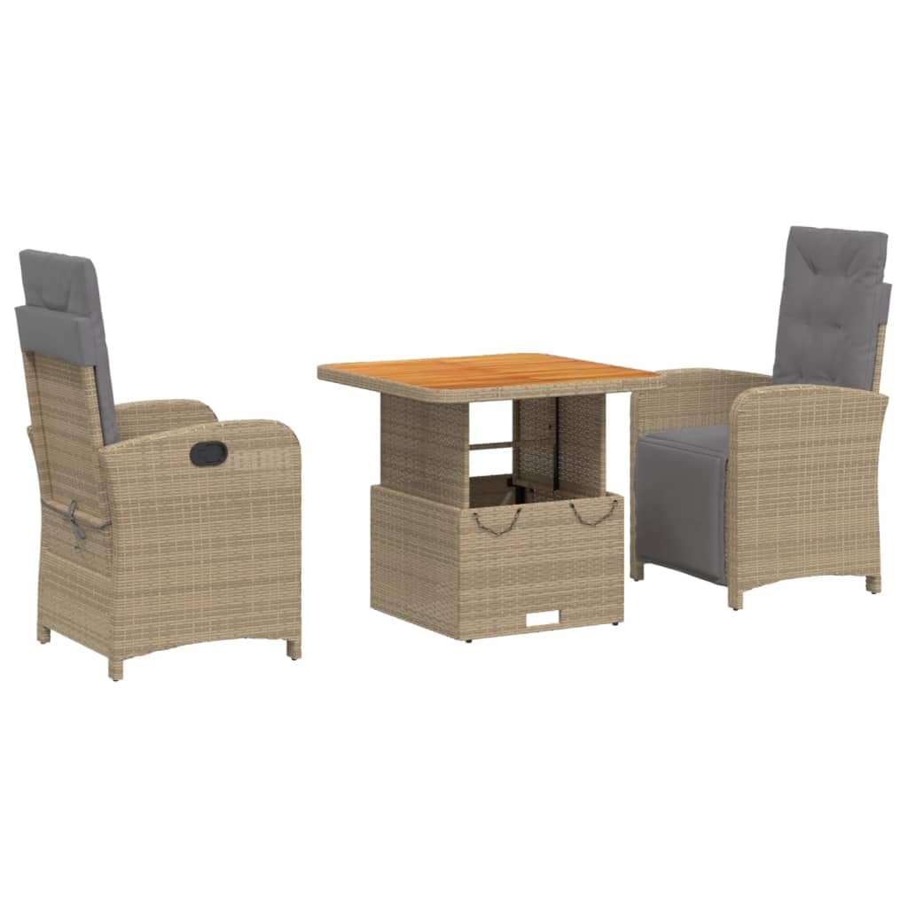 Salon de jardin en résine tressée pour aménager une terrasse ou un balcon beige