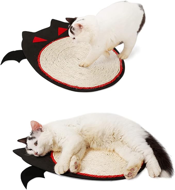 Alipis Pet Supplies Cat Scratching Mat Cat Scratcher Mat Halloween Bat Shape Floor Scratching Pad Sisal Mat Kitten Grinding Claw Toy for Carpets and Sofas Cat Scratching Board Cat Toys
