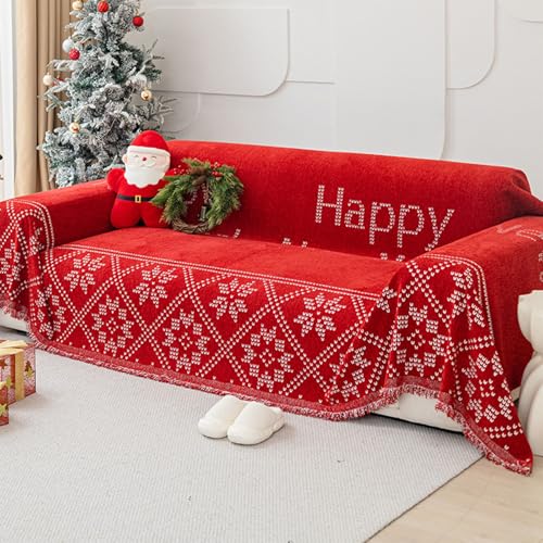 Plaid de canapé housse de section lavable en chenille Noël 180 * 380cm