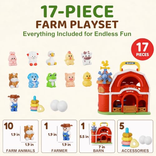PJG Toddler Farm Animal Toys , Big Red Barn Farm Gifts for Boys Girls 1 2 3 | Baby Figures Pretend Playset, Educational Learning Montessori Toys, Birthday Gifts For 1 2 3 4 Year Old Boys and Girls - image 6