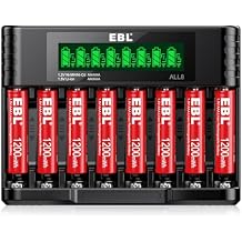 EBL AAA Lithium Rechargeable Batteries 1200mWh, 8 Pack 1.5V Triple A Batteries Over 1200+ Cycles Times with 1.5V & 1.2V Universal AA AAA Battery Charger