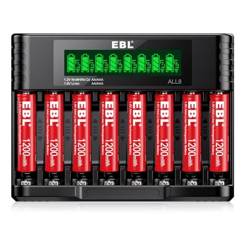 EBL AAA Lithium Rechargeable Batteries 8 Pack 1200mWh