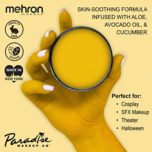 Image of Mehron Makeup Paradise Makeup AQ Pro Size | Stage & Screen Performance, Face & Body Painting, Beauty, Cosplay, and Halloween | Water Activated Face Paint, Body Paint 1.4 oz (40 g) - Yellow