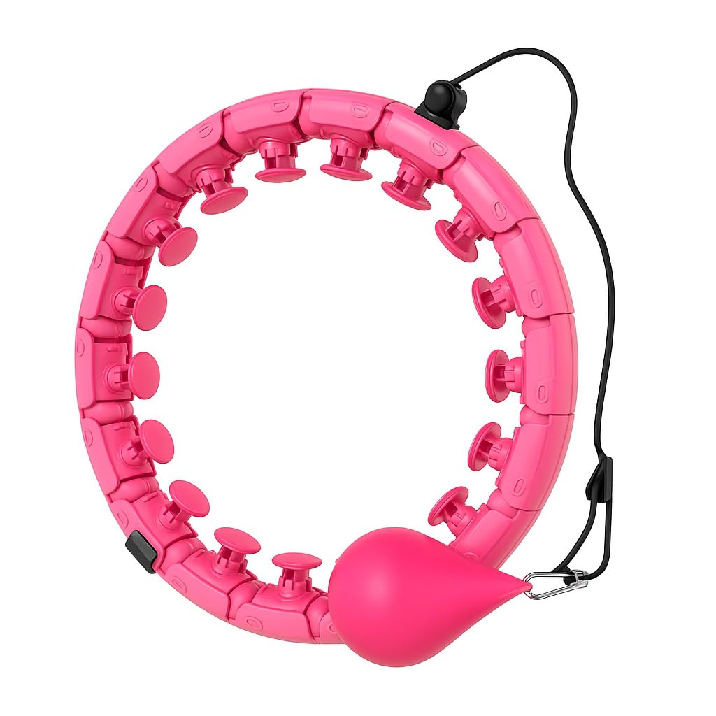 WINDWARRIOR Weighted Hula Hoop for Adults Weight Loss | Infinity Smart Hoop Plus Size with 24 Detachable Knots | 2-in-1 Abdomen Fitness Massage Hoop for Women & Beginners | Pink-image-42