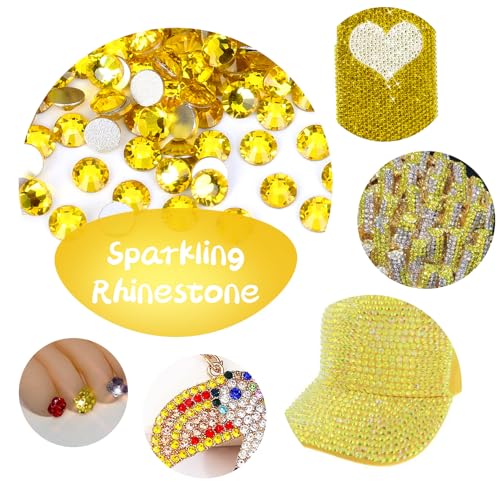 Image of 2000PCS Lemon Yellow Rhinestones Bulk, Flat Back Crystal Glass Stone Round Gems,SS30, 6.4-6.6mm