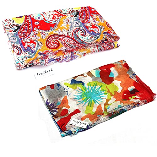 Image of Women's Trendy floral Printed Rayon Stoles Multicolour (Pack of 2)