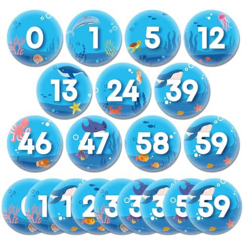 Qyeahkj 61Pcs Under The Sea Number Cutouts Classroom Decor Card 0-59 Ocean