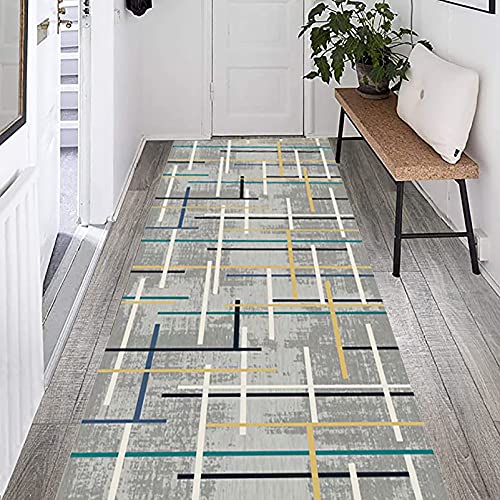Grey Hallway Rug with Non-Slip Rubber Backing Modern Short Pile Rugs for Living Room Balcony Kitchen Bathroom 2-1.2m Wide Washable (Size : 2 x 8m) ( 2 x 5 m)