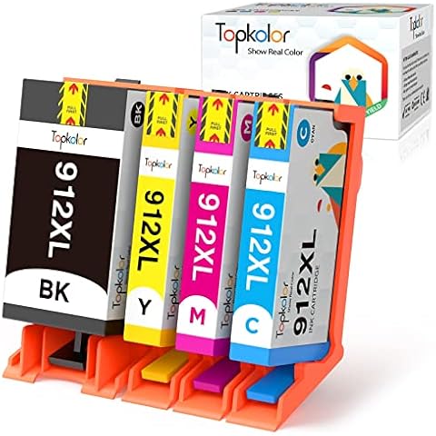 Topkolor 912XL Ink Cartridges Replacement for HP 912 Ink Catridges Multipack for HP Officejet 8012 8010 8014 8015 8017 HP Officejet Pro 8022 8020 8023 8024 8025 Printer Cover