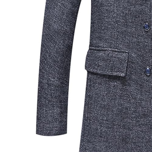 Men's Stylish Wool Blend Coat With Detachable Soft Plaid Scarf Classic Business Single Breasted Winter Trench 5