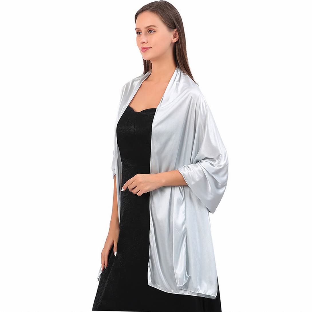 Femme Elégant Châle En Satin Stola Pour Mariages Écharpe Foulard Pashmina pour Soirée Cérémonies Fêtes