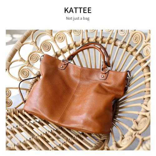 Image of Kattee Women's Soft Genuine Leather Tote Bag, Top Satchel Purses and Handbags