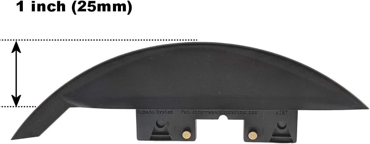 1 inch Rainbow River Surfing for Surf and SUP Paddleboard 25mm Curved fins Slide Over Rocks and Reef Black